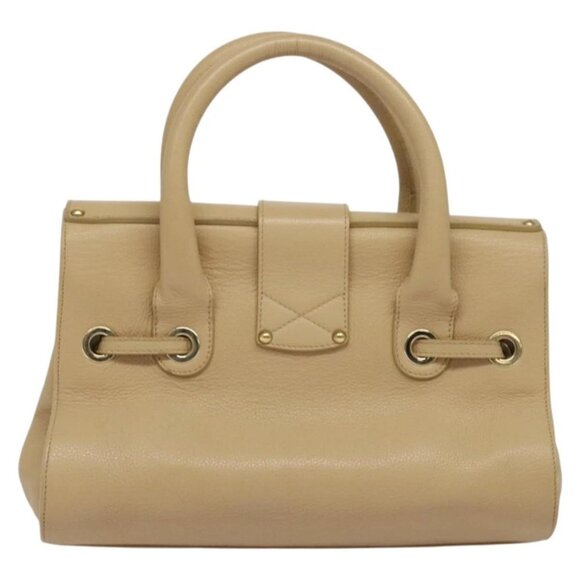 Jimmy Choo Hand Bag Leather Beige Gold Auth bs28764 - Picture 2 of 16